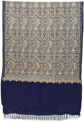 SUMEDH handcrafts Acrylic Embroidered Women, Men Shawl(Dark Blue)