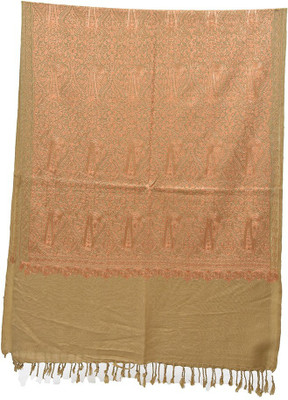 SUMEDH handcrafts Acrylic Embroidered Women, Men Shawl(Beige)