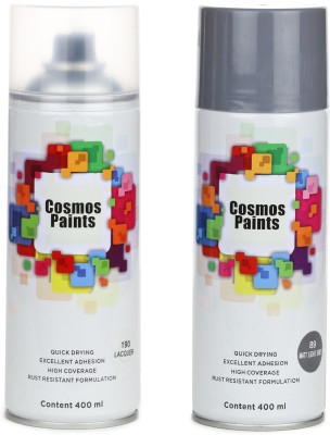 Cosmos Paints Clear Lacquer & Matt Light Grey Spray Paint 400 ml(Pack of 2)