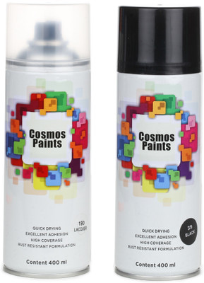 Cosmos Paints Black Spray Paint 400 ml(Pack of 2)