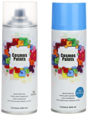 Cosmos Paints Clear Lacquer & Blue Spray Paint 400 ml(Pack of 2)