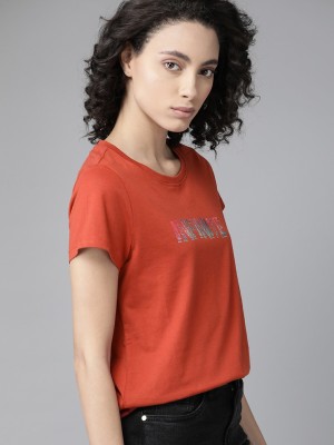 Roadster Solid Women Round Neck Red T-Shirt