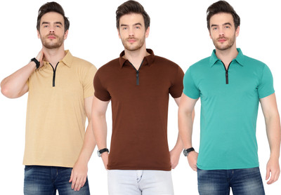 Moordale Solid Men Polo Neck Multicolor T-Shirt