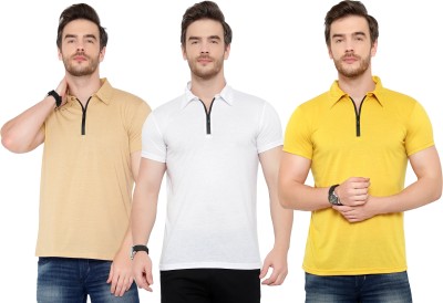 Tivy Solid Men Polo Neck Multicolor T-Shirt