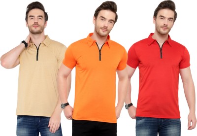 Adorbs Solid Men Polo Neck Multicolor T-Shirt