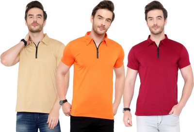 Tivy Solid Men Polo Neck Multicolor T-Shirt