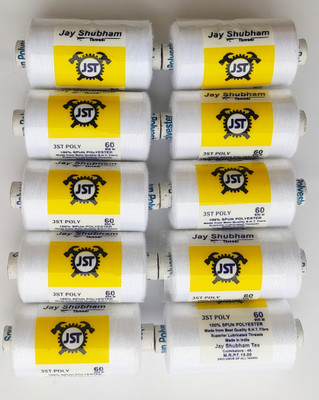 jay shubham threads WHITE Thread(800 m Pack of10)