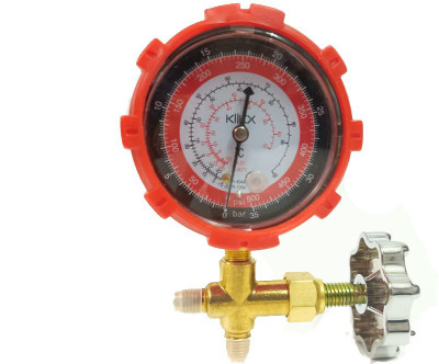 DIGICOP Analog Tire Pressure Gauge KlIkx Air Conditioner Three-Way Single Manifold Gauge Valve(500 PSI)