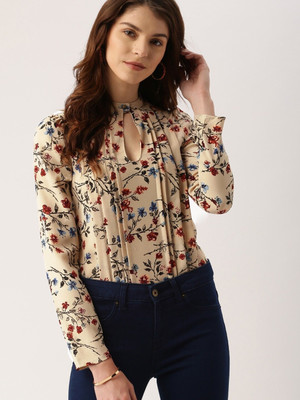 all about you Casual 3/4 Sleeve Printed Women Beige Top