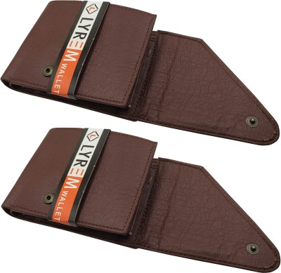 LYREM Men Casual Brown Artificial Leather Wallet(5 Card Slots, Pack of 2)