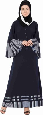 Abver Kauf Crepe Solid Abaya With Hijab(Black, Grey)