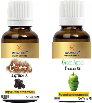 indianlife Chocolate|Apple| Aroma Oil For Bathbomb|Candel|Soap Making|Spa relaxing|Room fragrance|Meditation|Diffusion(Pack of 2) 10 Ml each(20 ml)