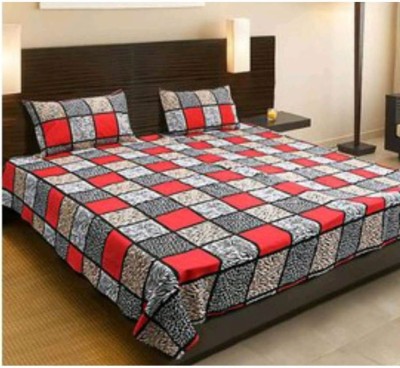 NAVYUG CREATION 144 TC Microfiber Queen Abstract Flat Bedsheet(Pack of 1, Multicolor)