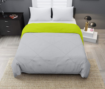 Beta Divine Solid Double Comforter for  Mild Winter(Microfiber, Green, Grey)
