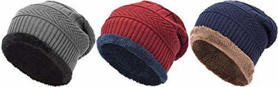 manokamna store Beanie Cap(Pack of 3)