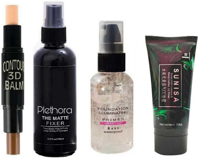 Plethora 3D Contour balm Stick +Makeup Mate Fixer + Illuminating Gel Primer + CC Air Cushion Primer Korean Mushroom Head Cosmetic Waterproof Primer - 70(4 Items in the set) Plethora 3D Contour balm Stick +Makeup Mate Fixer + Illuminating Gel Primer + CC Air Cushion Primer Korean Mushroom Head Cosmetic Waterproof Primer - 70(4 Items in the set)