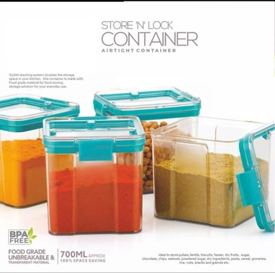 SKYHEART Plastic Grocery Container  - 700 ml(Pack of 4, Blue)