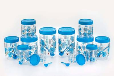 Flipkart SmartBuy Every Kitchen Choice Round Shape Container with Spoon Airtight Kitchen Containers / Kitchen Storage Containers / Airtight Container / Plastic Container / Kitchen Containers / Plastic Box / Fridge Containers / Canisters / Combo / Set For Tea, Coffee, Sugar, Food, Grain, Rice, Masala, Pasta, Pulses, Spices, Kitchen  - 250 ml, 500 ml, 750 ml, 1000 ml, 1500 ml, 2000 ml Plastic Grocery Container