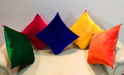 COLLECTION POINT Velvet Cushions Cover(Pack of 5, 40 cm*40 cm, Multicolor)