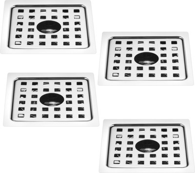 RUHE Floor Stainless Steel Push Down Strainer(15 cm Set of 4)