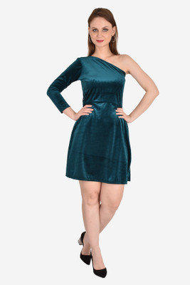 VEDDISH Women Fit and Flare Green Knee Length Dress