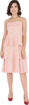 TREND ARREST Women Fit and Flare Pink, Brown Dress