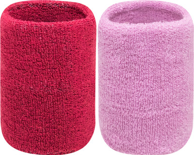 Neska Moda Cotton Wrist Band Fitness Band(Maroon, Pink, Pack of 2)