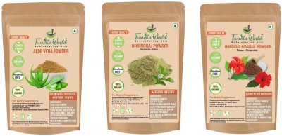 Twacha world Aloe Vera Powder ,Bhringraj Powder,Hibiscus (Jasud) Powder For Hair Care 100 GM Each Pack of 3 (300 GM)(300 g)