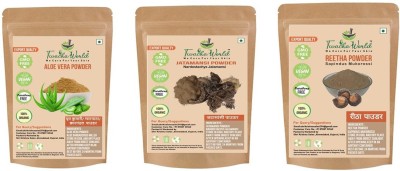 Twacha world Aloe Vera Powder ,Jatamansi Powder,Reetha (Soapnut) Powder For Hair Care 100 GM Each Pack of 3 (300 GM)(300 g)