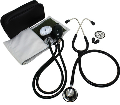 Dishan Doctor D Sphygmomanometer Aneroid Type Manual Blood Pressure Monitor With Evolife Double Heart Stethoscope Bp Monitor(Black)