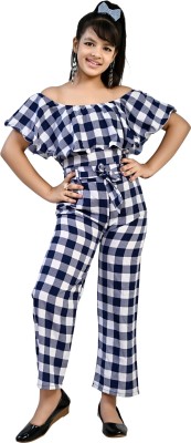 NEYSA Dungaree For Girls Casual Checkered Polyester(Multicolor, Pack of 1)