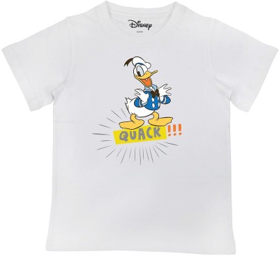 Mickey Mouse Family Boys Cartoon Pure Cotton T Shirt(White, Pack of 1)