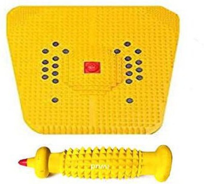 IWUD ENTERPRISES MATCOMBO-0007 Iwud Plastic Magnetic Foot Mat for Stress and Pain Relief with Wood Acupressure Tools Combo Massager(Yellow)