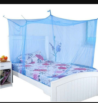 VD Enterprise Nylon Adults Washable Double Bed & Queen Size Bed mosquito net Mosquito Net(Blue, Frame Hung)