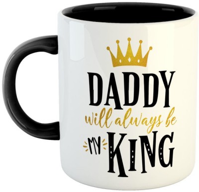 ARTBUG DADDY Will Always Be My King Ceramic Coffee - Best Gift for Dad/Papa/Father on Birthday / Father's Day, Anniversary -Black Ceramic Coffee Mug(350 ml)