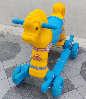 PRABLE BABY'' BABY PLASTIC HORSE WITH ROCKING FUNCTION AND RUNNING RIDE ON WITH AMAZING COLOR FOR YOUR KIDS First Class Rocking Plastic Horse With 4 Wheels For Cycle The Horse, 2 In 1 Function Rocking And Cycling rider For Your Kids ,Bridle For Parent Control.DERTYU-SDEFRTYH-10113(Multicolor)