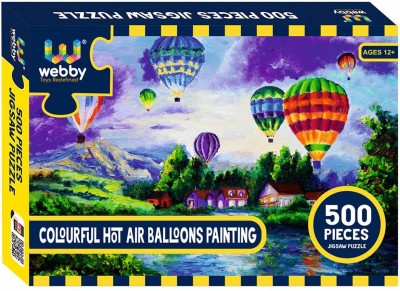 Lattice Colourful Hot Air Balloons Painting Jigsaw Puzzle, 500 Pieces(500 Pieces)