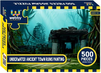 Webby Wooden Underwater Ancient Town Ruins Painting Jigsaw Puzzle, 500 Pieces(500 Pieces)