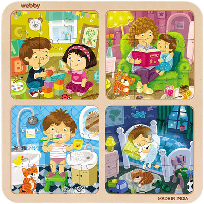 Webby 4 In 1 Wooden Daily Routine Puzzle Toy, 36 Pcs(36 Pieces)