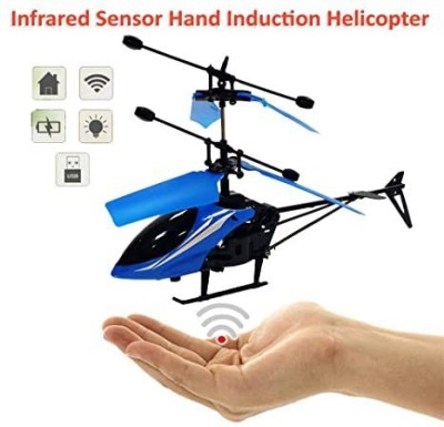 vigor Flying Helicopter Infrared Induction Electronic Sensor Helicopter USB Charging and Flashing Lights Toys for Kids Multi ColourBlue Yellow Red