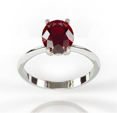 RATAN BAZAAR Stone Garnet Silver Plated Ring
