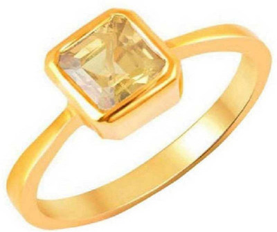 KUNDLI GEMS Pukhraj stone ring Natural sapphire/yellow sapphire certified stone unheated & untreated Astrological Purpose for Men & women Stone Sapphire Gold Plated Ring