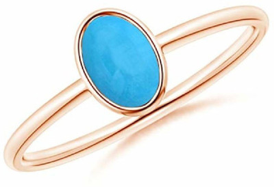 KUNDLI GEMS Firoza ring Natural stone Turquoise stone Certified stone beautiful look in girl finger’s Stone Turquoise Gold Plated Ring