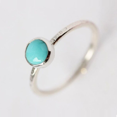 KUNDLI GEMS Firoza ring Natural stone Turquoise stone Certified stone beautiful look in girl finger’s Stone Turquoise Silver Plated Ring