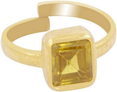 KUNDLI GEMS Yellow sapphire ring Natural stone Precious Pukhraj Square shape stone beautiful look in girl finger’s Stone Gold Plated Ring
