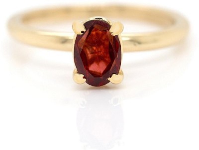 KUNDLI GEMS Gomed ring Natural stone Garnet/hessonite precious stone beautiful look in girl finger’s for Girls & Women Stone Garnet Gold Plated Ring