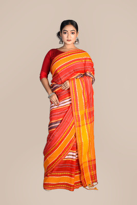 SUSHRITA BOUTIQUE Printed Daily Wear Cotton Blend Saree(Red)