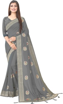 Online Bazaar Embroidered Bollywood Georgette Saree(Grey)