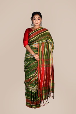 SUSHRITA BOUTIQUE Printed Bollywood Cotton Blend Saree(Green)