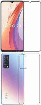 wooden craft Front and Back Tempered Glass for iQOO Z3(Pack of 2)